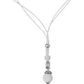 Behave Lange ketting dames wit waxkoord pave kristalkraal – 78 cm – cadeau vrouw nikkelvrij – sautoir – witte hanger – cadeau vriendin