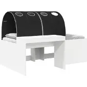 vidaXL Bed met Tunnel 4 st Wit en zwart Bewerkt hout