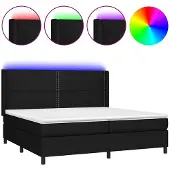 vidaXL Boxspring met matras en LED stof zwart 200x200 cm