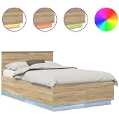 vidaXL Bedframe met hoofdeinde Sonoma Eik 120 x 200 cm Bewerkt hout