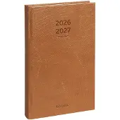 Brepols Saturnus Lucca 16 maanden dagagenda met halfuurindeling 2026-2027 bruin (1 dag per pagina) 4-talig