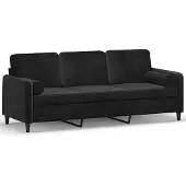 vidaXL Driezitsbank met sierkussens 180 cm fluweel zwart