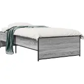 vidaXL Bedframe Grijs Sonoma 80 x 200 cm Bewerkt hout