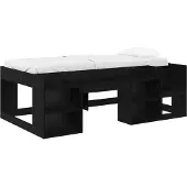 vidaXL Kinderbedframe met opbergruimte Zwart eiken 90 x 190 cm
