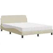 vidaXL Bed met matras "Dover" stof crèmekleurig 120x200 cm