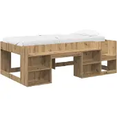 vidaXL Kinderbedframe met opbergruimte Artisanaal eiken 98,5 x 200 cm
