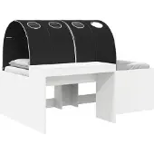 vidaXL Bed met luifel, 3 stuks, wit en zwart, van houtvezel