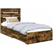 vidaXL Bedframe met lade Rook Eiken 90 x 200 cm Bewerkt hout