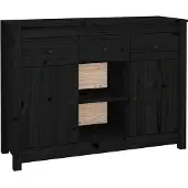 vidaXL Dressoir 100x35x74,5 cm massief grenenhout zwart
