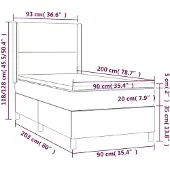 vidaXL Boxspring met matras stof zwart 90x200 cm