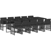 vidaXL 11-delige Tuinset met kussens poly rattan zwart