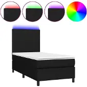 vidaXL Boxspring met matras en LED stof zwart 100x200 cm