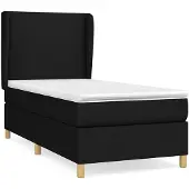 vidaXL Boxspring met matras stof zwart 90x200 cm