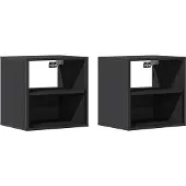 vidaXL Nachtkastjes wandgemonteerd 2 st 40x31x39,5 cm zwart