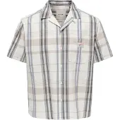 Only & Sons Overhemd 'ONSEBERT' beige / donkergrijs / wit