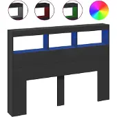 vidaXL Hoofdbordkast met LED-verlichting 140x17x102 cm zwart