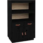 vidaXL Hoge kast 67x40x108,5 cm massief grenenhout zwart