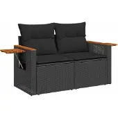vidaXL Tuinbankenset 12 st Zwart poly rattan