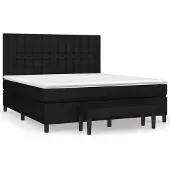 vidaXL Boxspring met matras stof zwart 180x200 cm