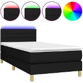 vidaXL Boxspringbed met matras en LED-verlichting, zwart, 90x200 cm, gestoffeerd