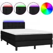 vidaXL Boxspring met matras en LED stof zwart 120x200 cm