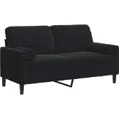 vidaXL Tweezitsbank met sierkussens 140 cm fluweel zwart