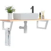 Syfax Badkamer wandschap staal en massief eikenhout