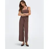 ONLY Onlsiesta Linnen Jumpsuit Dames Bruin Xl/32