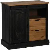 vidaXL Dressoir HALDEN schuifdeur zwart 80x40x80 cm massief hout grijs