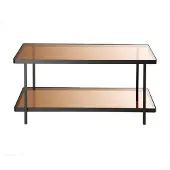 CALICOSY Zwarte metalen salontafel met 2 rookglasplaten l100 cm ora