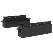 vidaXL 9-delige Loungeset met kussens poly rattan zwart
