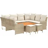 vidaXL Meubelsets met kussen 8 pcs Beige en Crème PE Riet