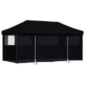 vidaXL Partytent inklapbaar pop-up met 4 zijwanden zwart