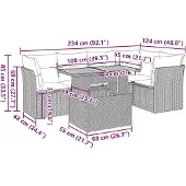 vidaXL 6-delige Loungeset met kussens poly rattan grijs