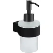 Kielle Vega - Zeepdispenser met houder, mat glas/mat zwart 40118034