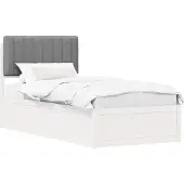 vidaXL Bedframe met Gevoerde Hoofdbord Lichtgrijs 90 x 190 cm