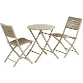 Ebuy24 Arja cafeset 1 tafel 2 stoelen taupe.