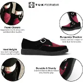T.U.K TUK Pointed Creeper Black Burgundy Suede Monk Buckle Platform Shoes - A9592