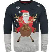 Blend Trui 'Rudolph' donkerblauw / grijs / rood / wit