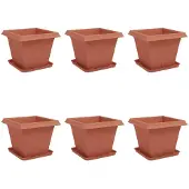 vidaXL Plantenpotten 6 st Baksteenrood Kunststof