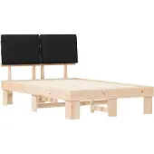 vidaXL Bedframe met Gevoerde Hoofdbord Zwart 120 x 190 cm