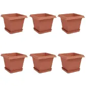 vidaXL Plantenpotten 6 st Baksteenrood Kunststof