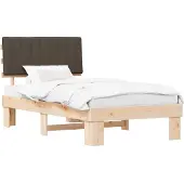 vidaXL Bedframe met Gevoerde Hoofdbord Taupe 100 x 200 cm
