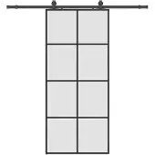 vidaXL Schuifdeur met beslag, zwart, 90x205 cm, veiligheidsglas