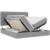 vidaXL LED opbergbed met matras Lichtgrijs 180 x 200 cm Stof
