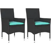 vidaXL Tuinstoelen 2 st met kussens poly rattan zwart