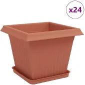 vidaXL Plantenpotten 24 st Baksteenrood Kunststof