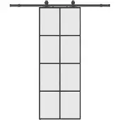 vidaXL Schuifdeur met beslagset 76x205 cm ESG glas zwart