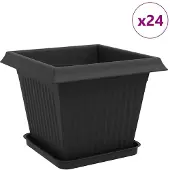 vidaXL Plantenpotten 24 st Zwart Kunststof