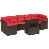 vidaXL Tuinbank Set 8 st Bruin poly rattan